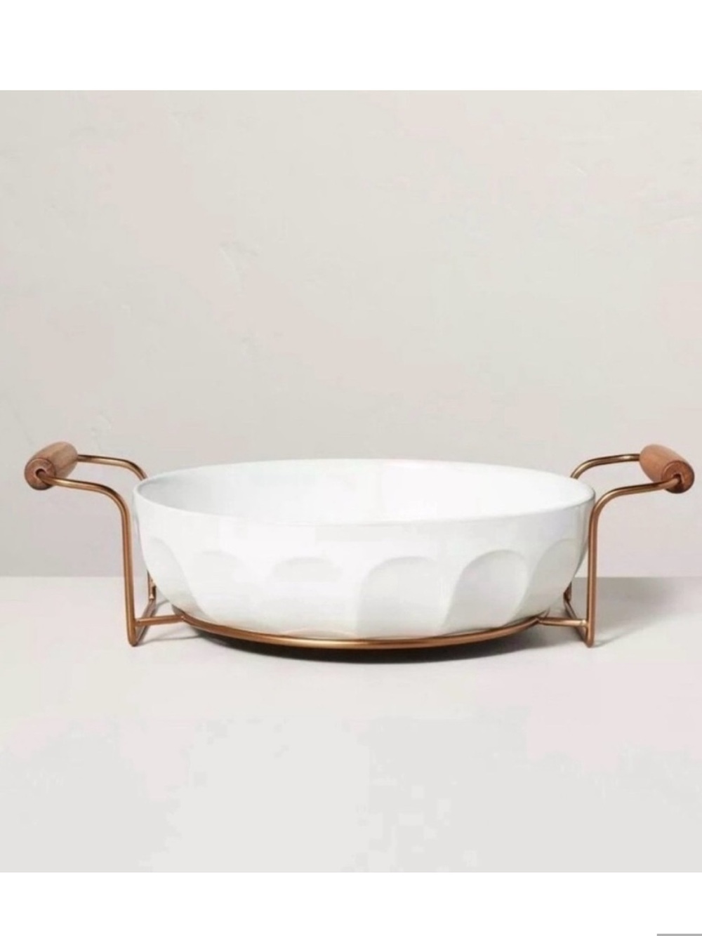 Hearth & Hand White Fluted Stoneware Baking Dish with Cradle Carrier NWT